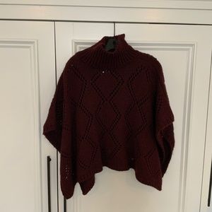 Burgundy Sweater Pncho